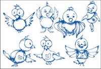 Hand-painted birds vector