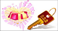 Vector keys, gifts, flowers