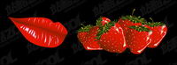 Lips and strawberry vector