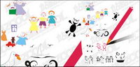 Children vector drawing material