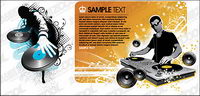 DJ playing disc material vector illustrations
