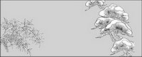 Vector line drawing of flowers-46(Pine trees, snow)