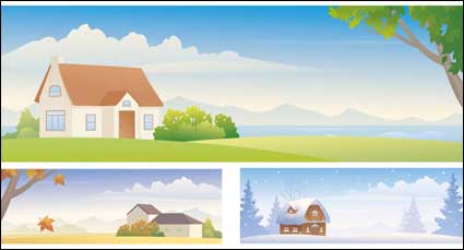 Four Seasons Landscape vector material