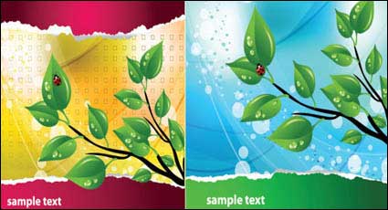 Leaf ladybug theme vector material