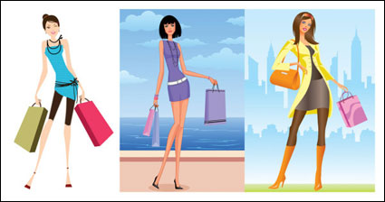 Fashion shopping women vector material
