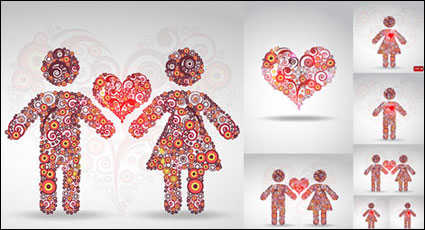 Circle pattern composed of love  vector material