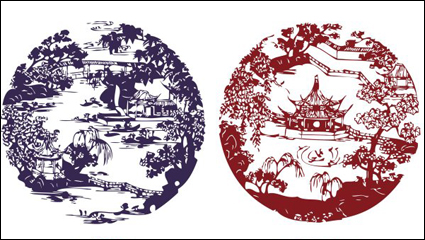 Landscape architecture paper cutting - vector material