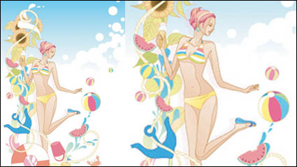 Exquisite cartoon fashion crush 02-- vector material