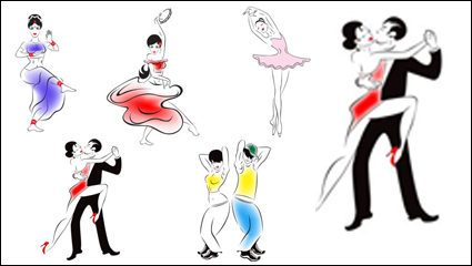 People dancing silhouette 02-- vector material