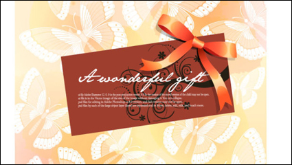 Butterfly pattern background card template vector material -2