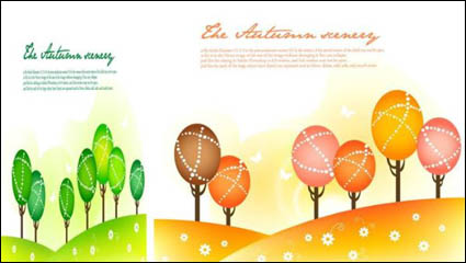 Seasonal changes landscape illustrator vector material -1