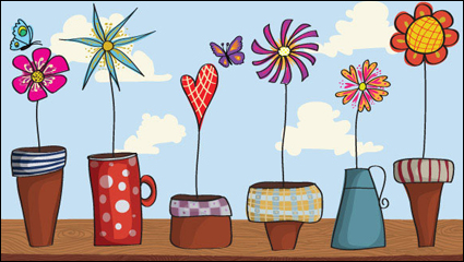 Lovely flowers vector material