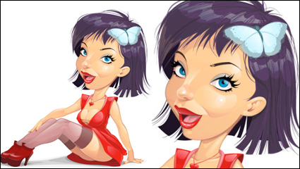 Cartoon woman illustrator 03 - vector material