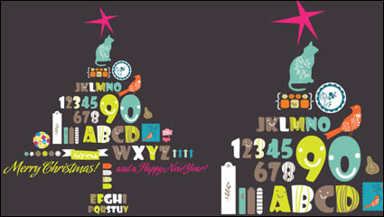 Cartoon Christmas tree elements 02 - vector material