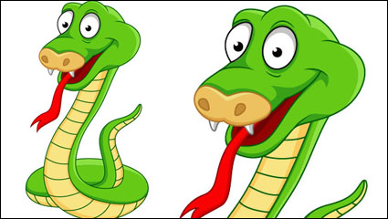 Hand-painted cartoon snake 05 - vector material