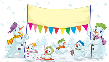 Cartoon Christmas Snowman 01 - vector material