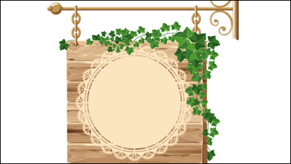 Exquisite wooden tag 01 - vector material