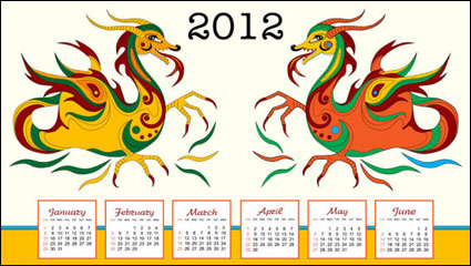 Year of the Dragon calendar - Vector