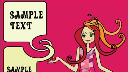 Cartoon beauty image 04 - vector material