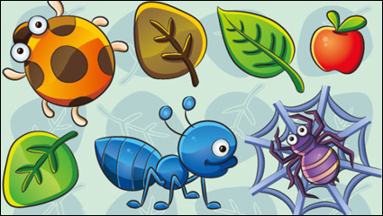 The cute insect plant 02 - vector material