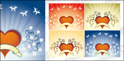 Fourth quarter of heart-shaped pattern vector material