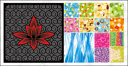 14, fashion pattern tiled background material vector