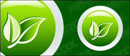 Crystal radio button on the leaves vector material