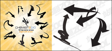 Several dynamic arrow vector material