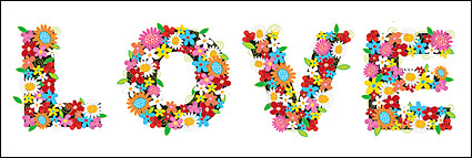 Colourful flowers composed of love vector material