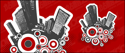 Cities and black-and-white circular logo